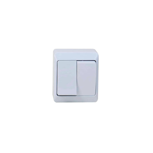 Intrerupator dublu HERMES, alb 10A/250V, IP44/ ELPL-0332-02