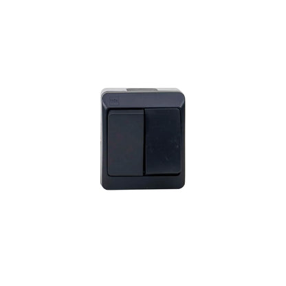 Intrerupator dublu HERMES, alb-negru 10A/250V, IP44/ ELPL-0332-07