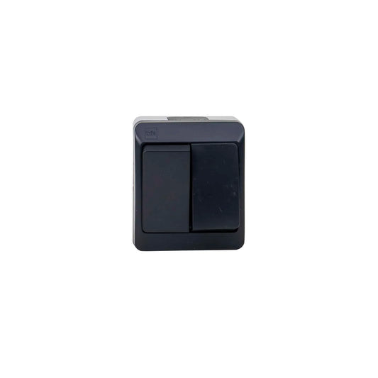 Intrerupator dublu HERMES, alb-negru 10A/250V, IP44/ ELPL-0332-07