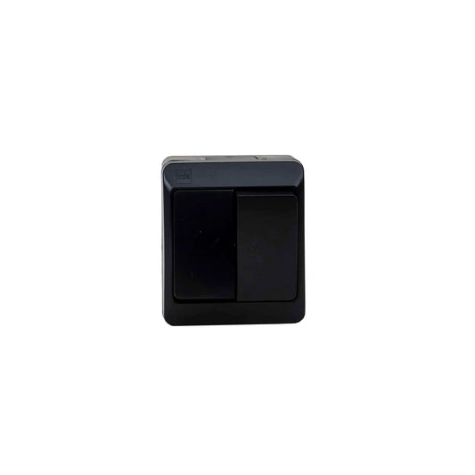 Intrerupator dublu HERMES, negru 10A/250V, IP44/ ELPL-0332-09