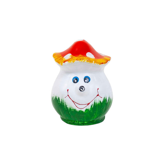 Ciuperca decorativa pentru gradina, din ceramica, mica smiley, inaltime 14cm, latime 12cm / EXT 10210