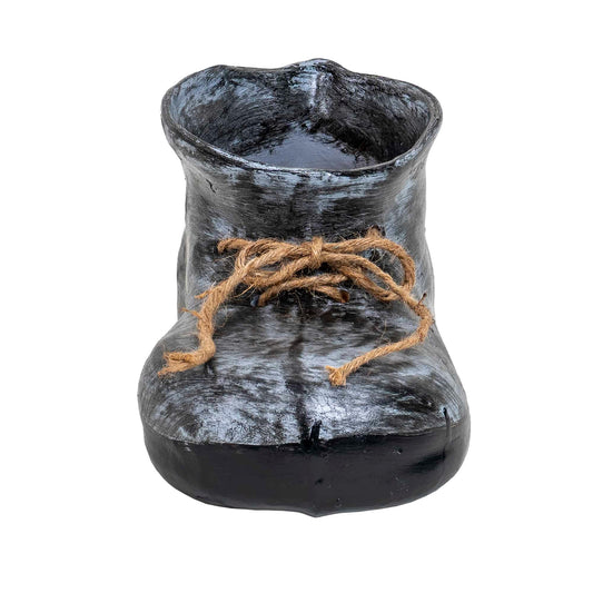 Decoratiune pentru gradina, din ceramica, bocanc mare cu suport pentru flori, inaltime 14.5cm, lungime 32cm / EXT 10218_1