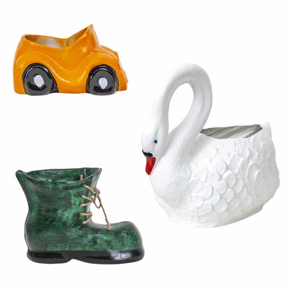 Pachet decor pentru gradina, lebada, masinuta si bocanc / EXT 10385