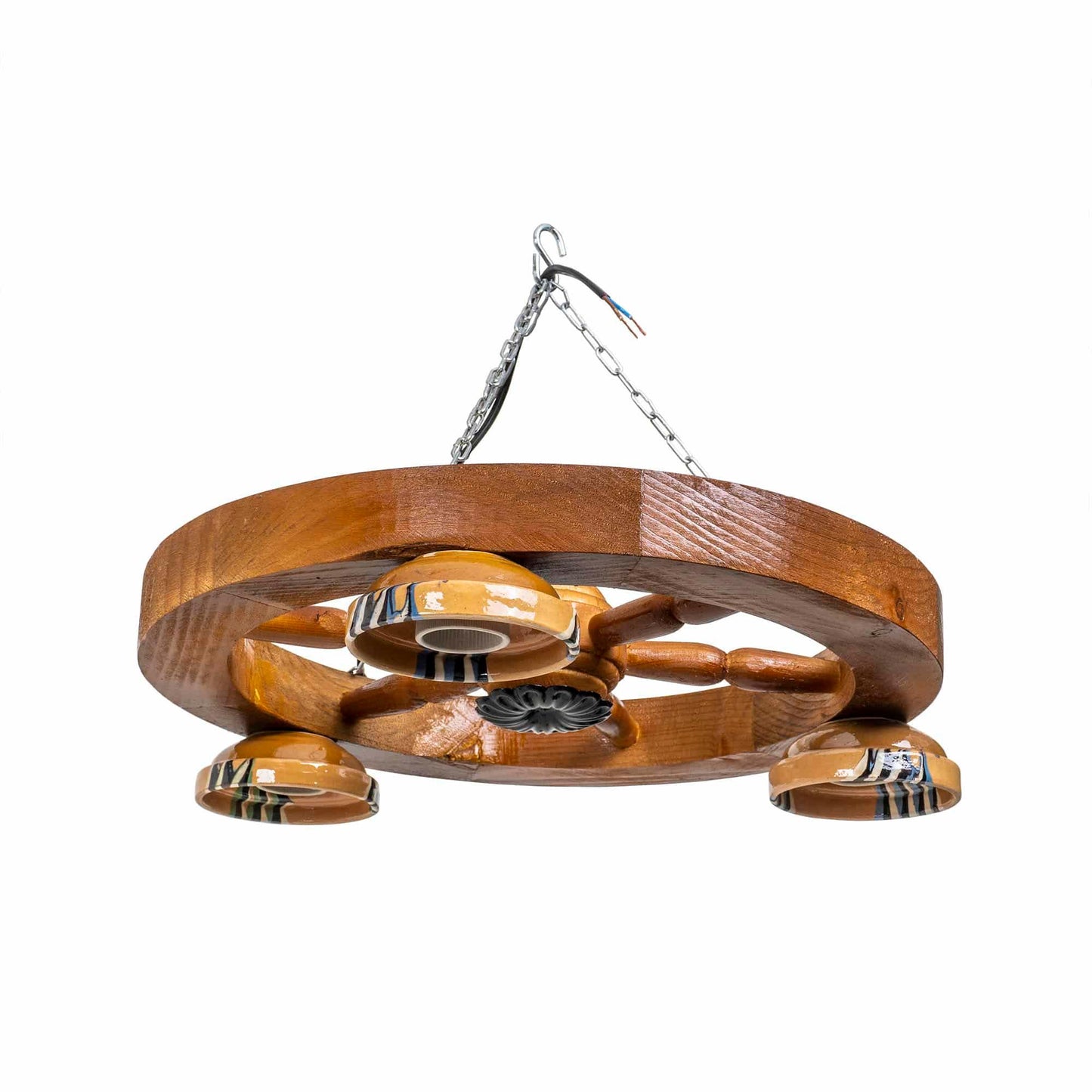 Lustra din lemn cu 3 castroane, diametru 40cm / EXT 10760