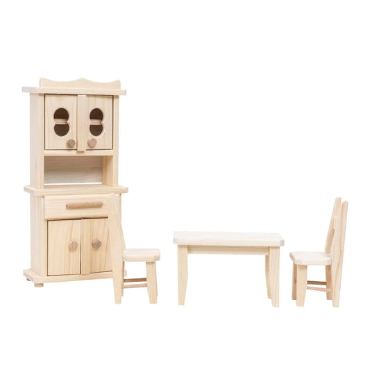 Mobila bucatarie din lemn pentru papusi, culoarea natur / EXT 10777