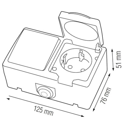 Modul priza si intrerupator Horoz Atom, 10A, 250V, IP54 / EXT 112-100-0003