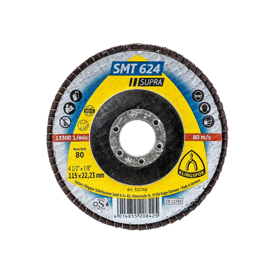 Disc lamelar frontal Klingspor SMT 624 Supra, P80 115X22.23 mm / EXT 322768