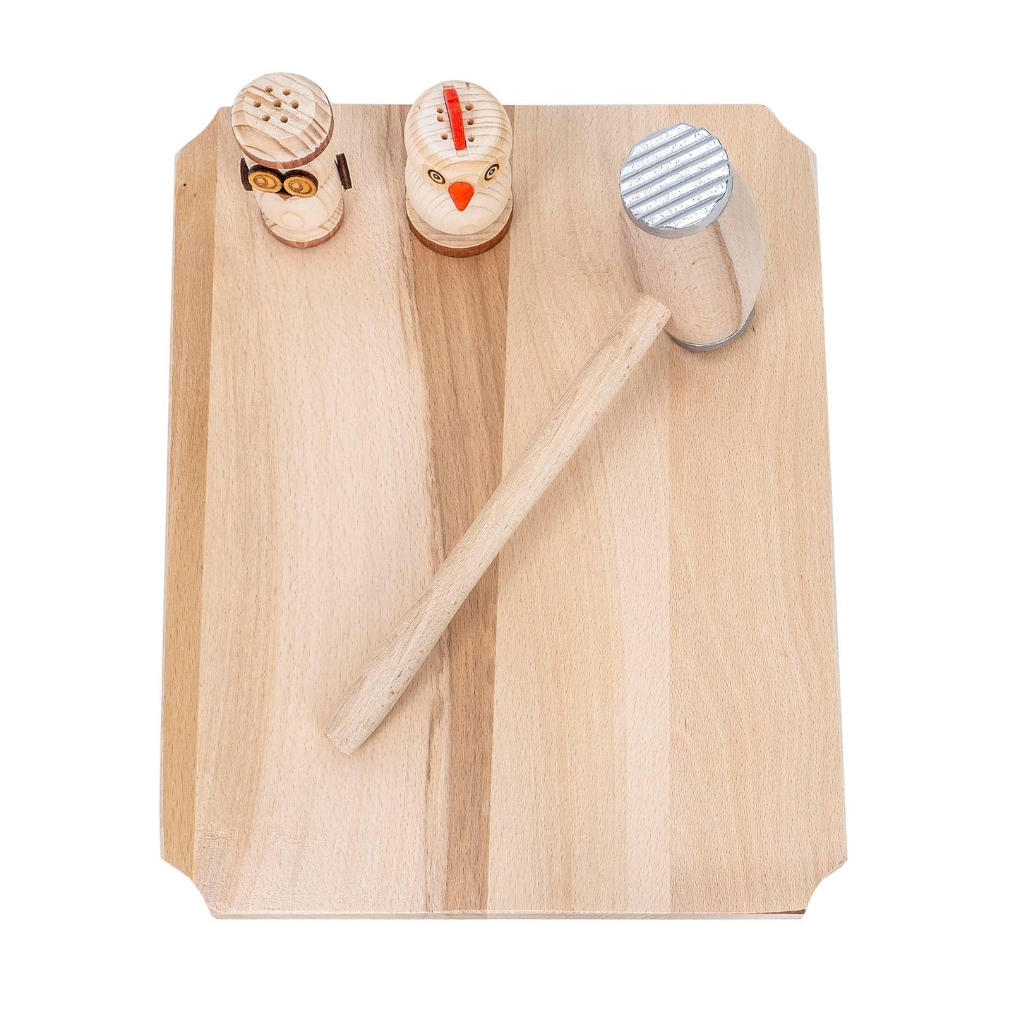 Set tocator dreptunghiular din lemn de fag, 10 piese, 40x30x2cm / EXT 6086