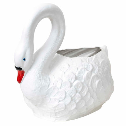Ghiveci din plastic, model lebada alb, lungime 63 cm / EXT 6093