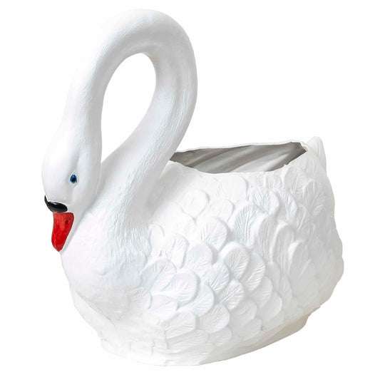 Ghiveci din plastic, model lebada alb, lungime 63 cm / EXT 6093