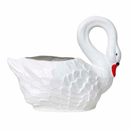 Ghiveci din plastic, model lebada alb, lungime 63 cm / EXT 6093