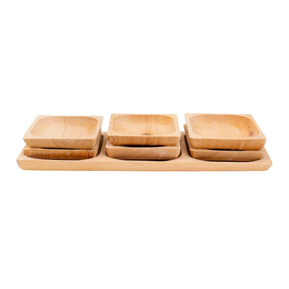 Set 7 platouri patrate din lemn de fag, compartimentat, 50x24x2.5cm / EXT 6171
