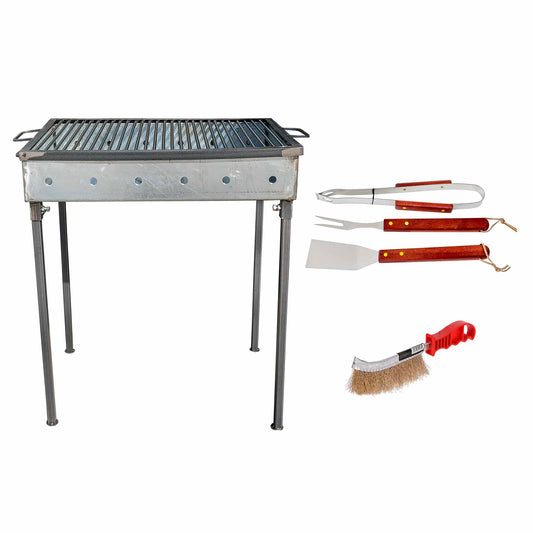 Pachet gratar metalic 60x40cm, grosime 3mm (EXT 9911) plus perie de sarma (ZLN 2264) plus 3 accesorii gratar (ZTS 8338) / EXT 9911_1