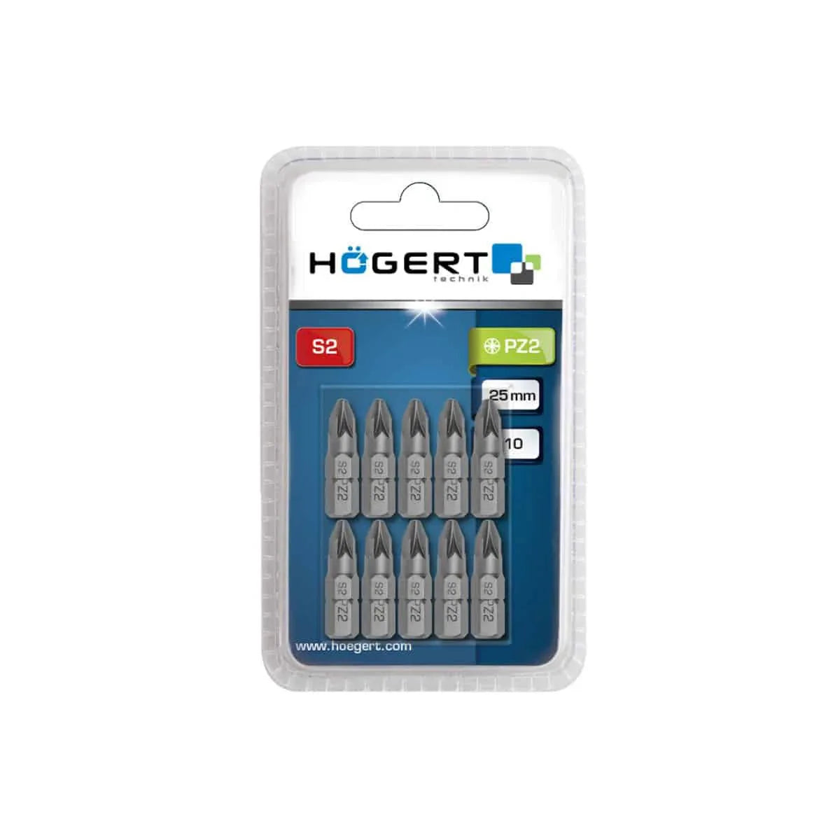 Set 10 bucati, bit-uri pentru surubelnita, PZ2, 25mm HOGERT / HT1S317