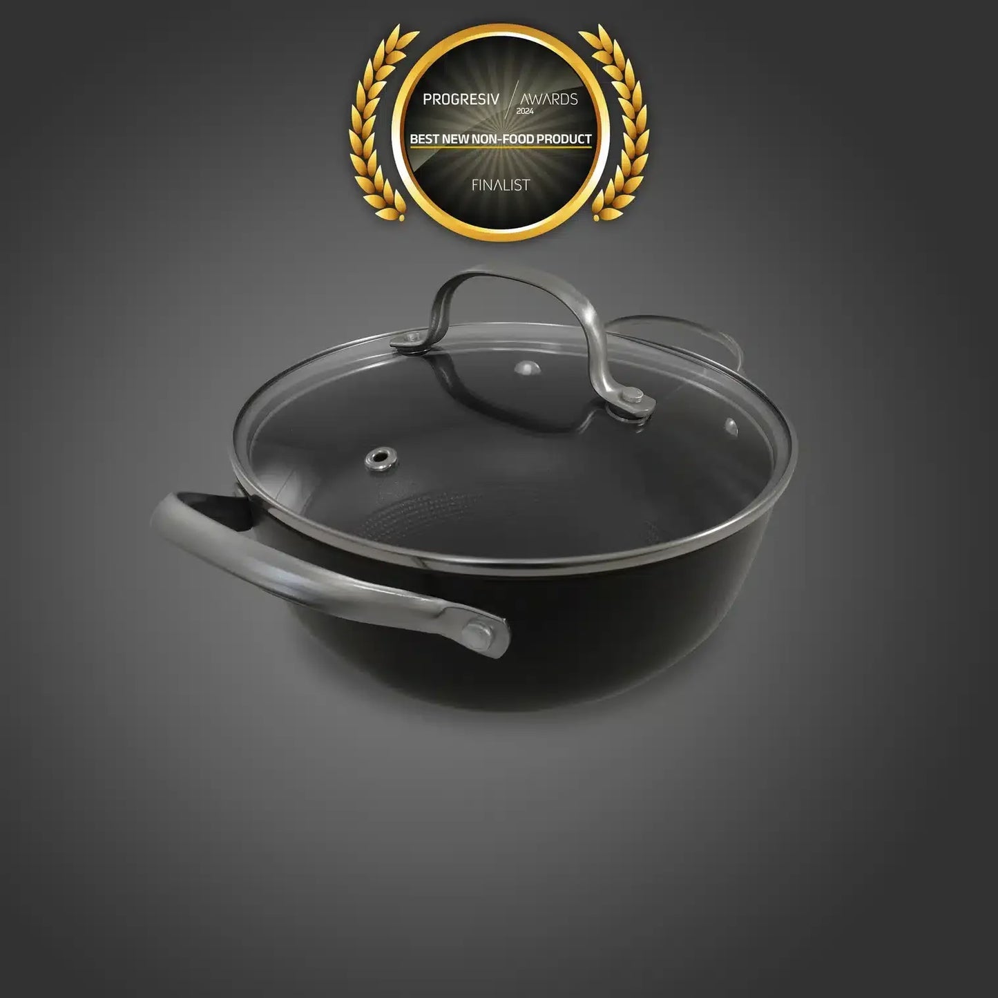 Cratita din fonta tip fagure cu capac de sticla OTI, diametru 20cm, capacitate 2l 181653 / OTI 0014