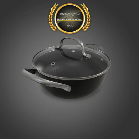 Cratita din fonta tip fagure cu capac de sticla OTI, diametru 20cm, capacitate 2l 181653 / OTI 0014