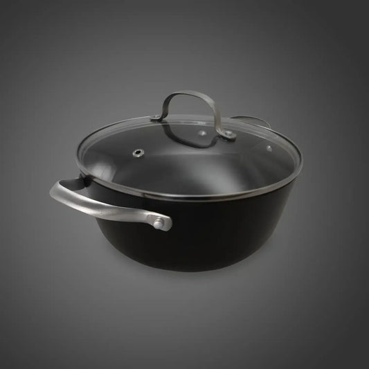 Cratita din fonta tip fagure cu capac de sticla OTI, diametru 24cm, capacitate 3.5L 181654 / OTI 0015