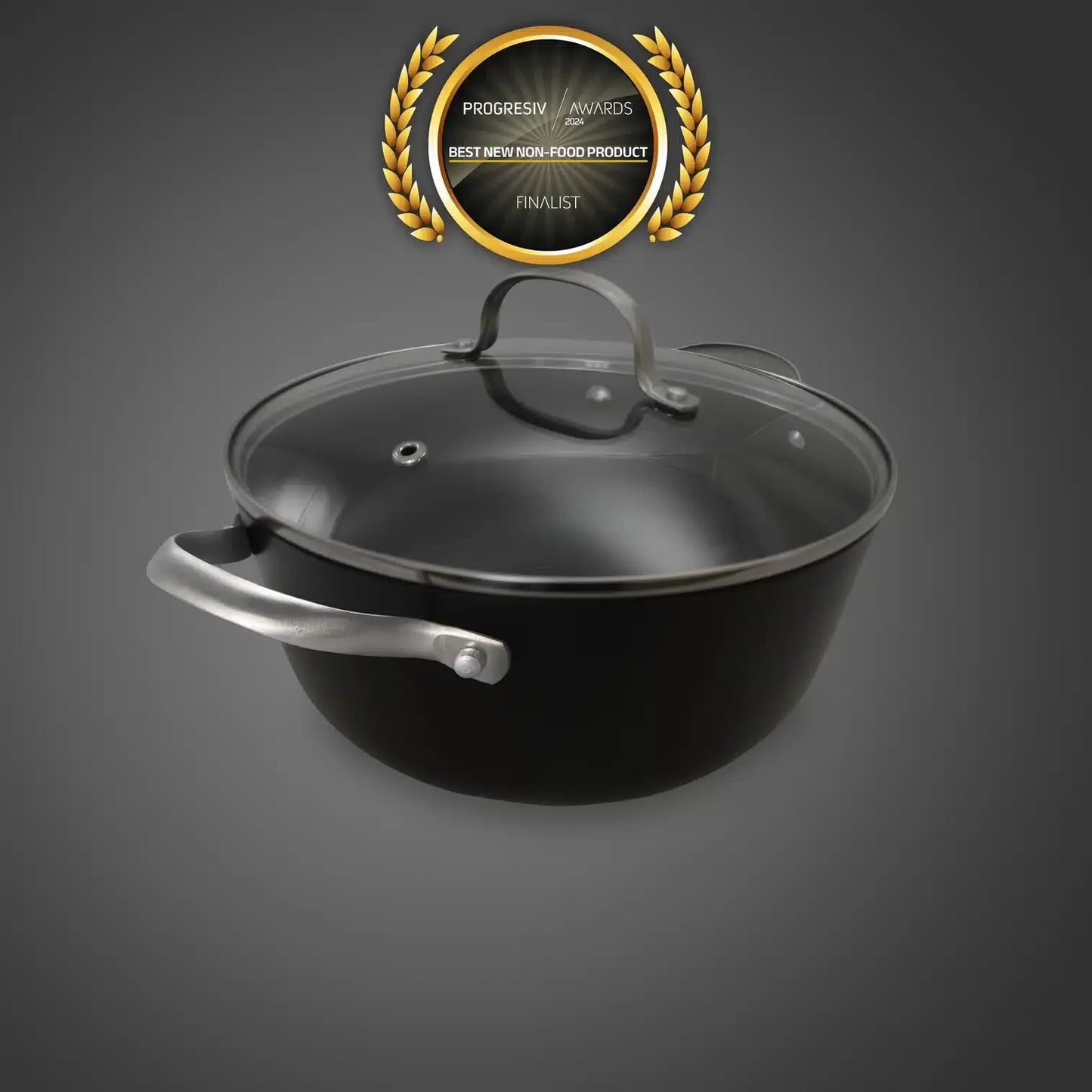 Cratita din fonta tip fagure cu capac de sticla OTI, diametru 24cm, capacitate 3.5L 181654 / OTI 0015