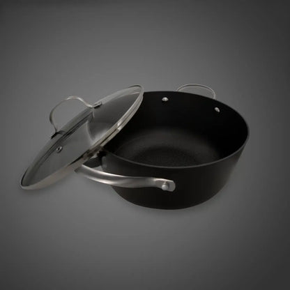 Cratita din fonta tip fagure cu capac de sticla OTI, diametru 24cm, capacitate 3.5L 181654 / OTI 0015