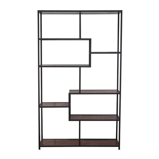 Biblioteca cu 7 polite, Naimeed P08-120, Negru/Stejar Thermo