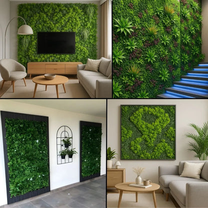 Panou din plante artificiale,cu frunze, Naimeed D7442, Verde, 100x100 cm