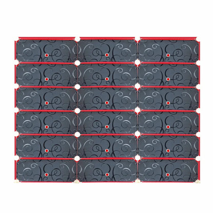 PANTOFAR 18 COMPARTIMENTE, Naimeed P18R, 135x35x108cm, Rosu/Negru