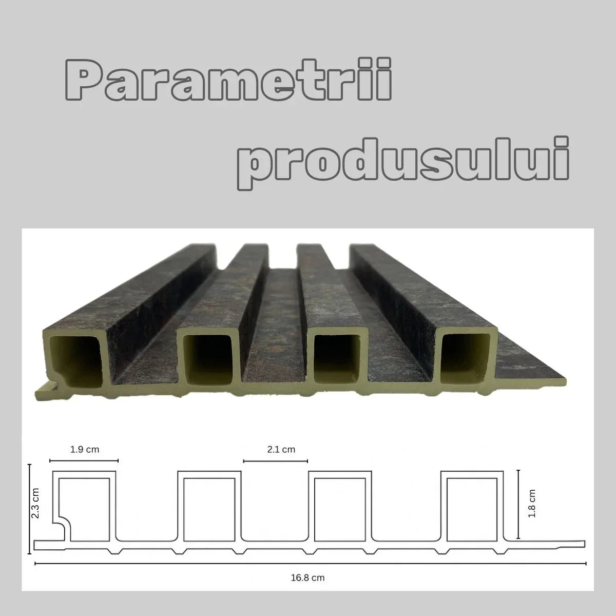 Panou decorativ riflaj WPC, montaj rapid, rezistenta ridicata, Naimeed D7531, 260x16.8x2.3cm, stejar albicios