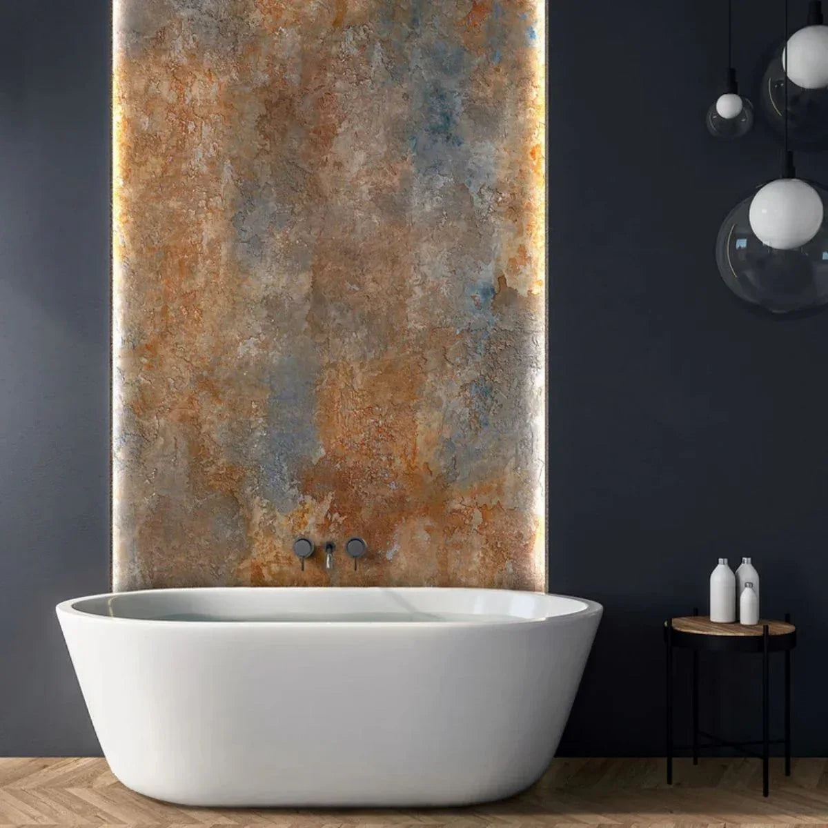 Lambriu bambus, Carbonat de Calciu si PVC, Naimeed D7756, antibacterian, ignifug si rezistent la umiditate, Dimensiuni 122x280cm, 7.8mm grosime