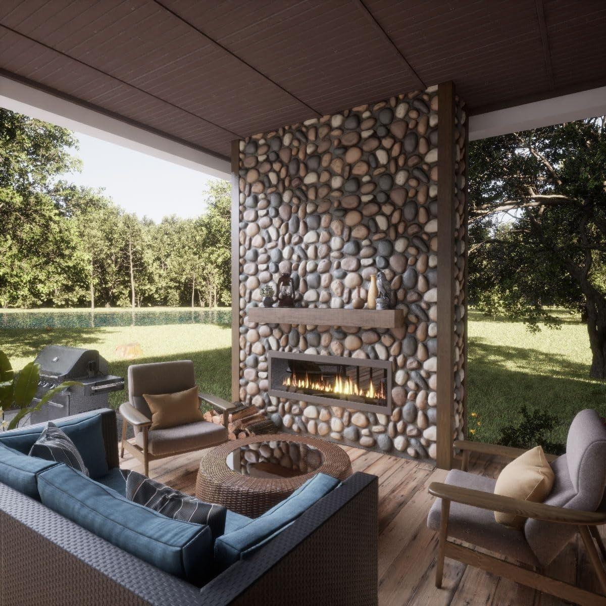 Panou decorativ 3D, efect piatră naturală, ultraușor, Naimeed D7593, pentru interior și exterior, 120x60x3cm, Maro ciocolatiu