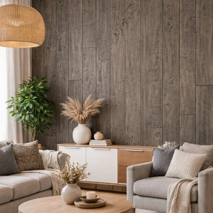 Panou decorativ 3D, imitatie lemn, ultraușor, Naimeed D7605, pentru interior și exterior,120x60x1cm, Gri