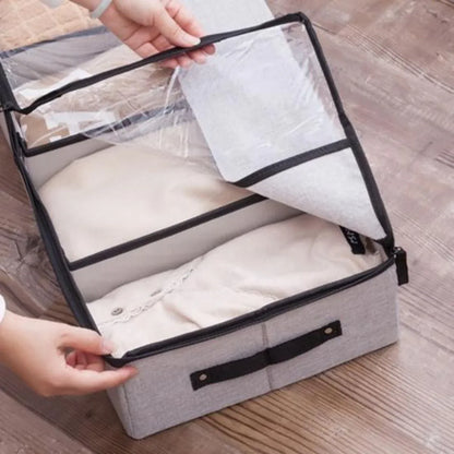 Organizator depozitare multifunctional, cu Fereastră Vizibilă, Închidere cu Fermoar si compartimentare adjustabila, Naimeed D7686, 15x30.5x58cm, Maro