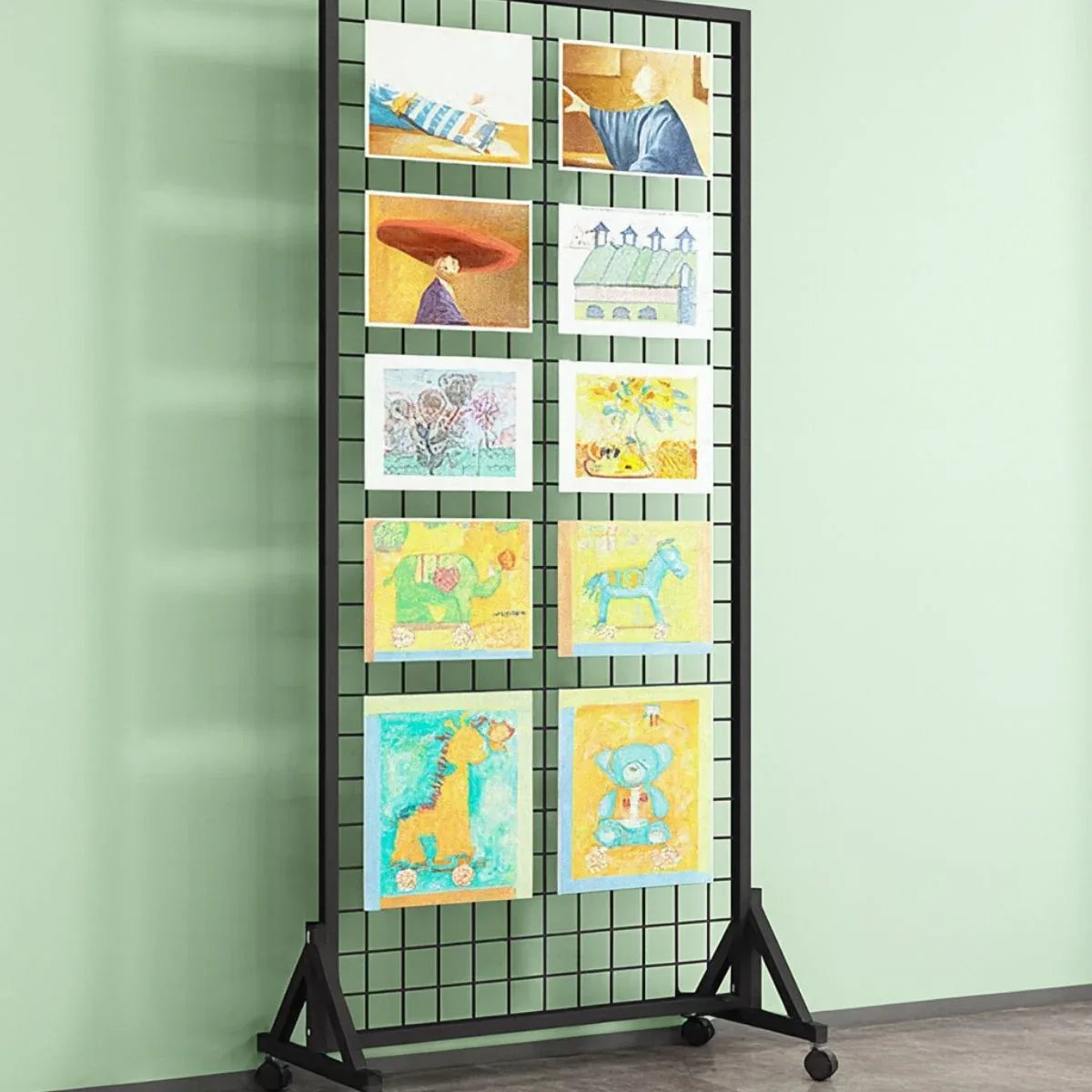 Paravan metalic cu roți pivotante 360°, Naimeed D7462, ideal pentru organizare și expoziții, Dimensiuni 100x229cm, Negru