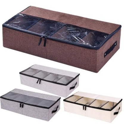 Organizator depozitare multifunctional, cu Fereastră Vizibilă, Închidere cu Fermoar si compartimentare adjustabila, Naimeed D7686, 15x30.5x58cm, Maro