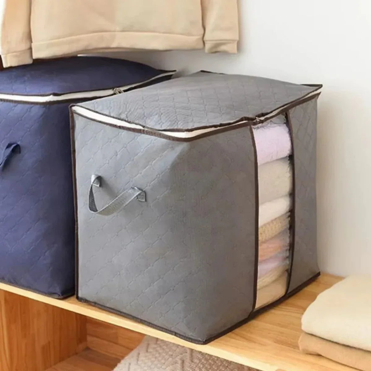 Organizator depozitare multifunctional, cu Fereastră Vizibilă, Închidere cu Fermoar, Naimeed D7694, 28x46x48cm, Maro