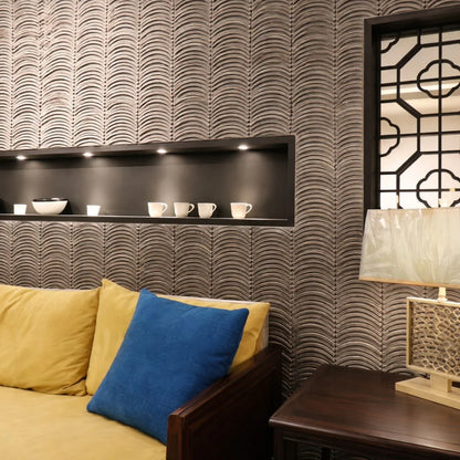 Panou decorativ 3D, efect piatră ondulata, ultraușor, Naimeed D7569, pentru interior și exterior, 123x37x3.5cm, Gri