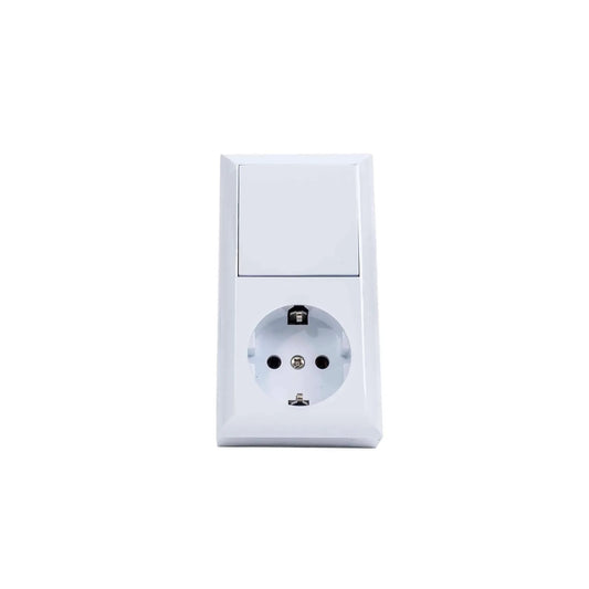 Intrerupator simplu plus priza cu CP PT QUATRIC, 16A, 250V / QC-06-0314