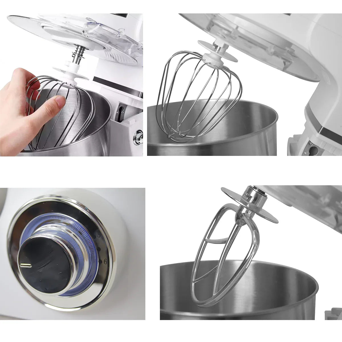 Robot de bucatarie Sokany SC-206, 1000W, bol inox 5L, 6 trepte de viteza, Alb