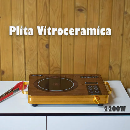 Plita electrica vitroceramica, Sokany SK-3569, 2200w, control al temperaturii, timer, afisaj digital