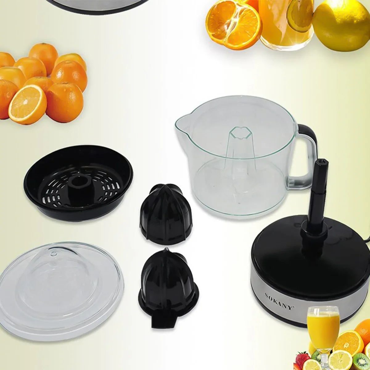 Storcator citrice Sokany JE-623D, 45W, 0.7L, 2 conuri, Negru/Inox