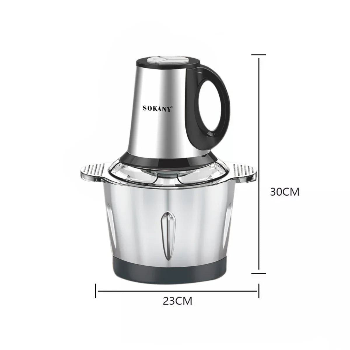 Tocator electric Sokany SK-7011, 4 lame din otel inoxidabil de inalta calitate, 500 W, 3L, recipient din Inox, Negru