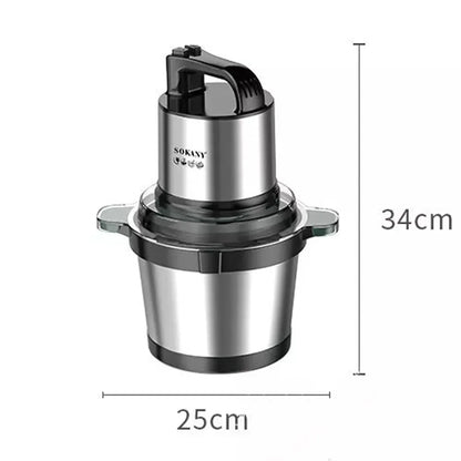 Tocator electric Sokany SK-7028, 4 lame din otel inoxidabil de inalta calitate, 800 W, 4L, recipient din Inox, Negru/Inox