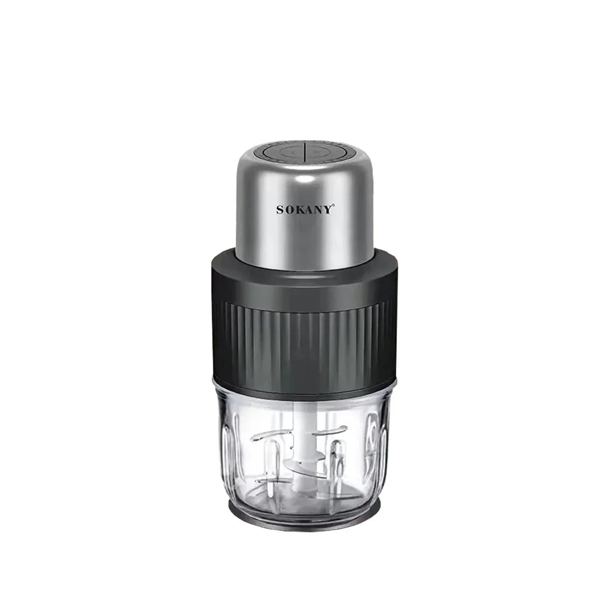 Tocator electric 2 in 1, Sokany SK-YM-7032, 4 lame din otel inoxidabil de inalta calitate, motor puternic 800 W, 3L, recipient din Sticla, Negru