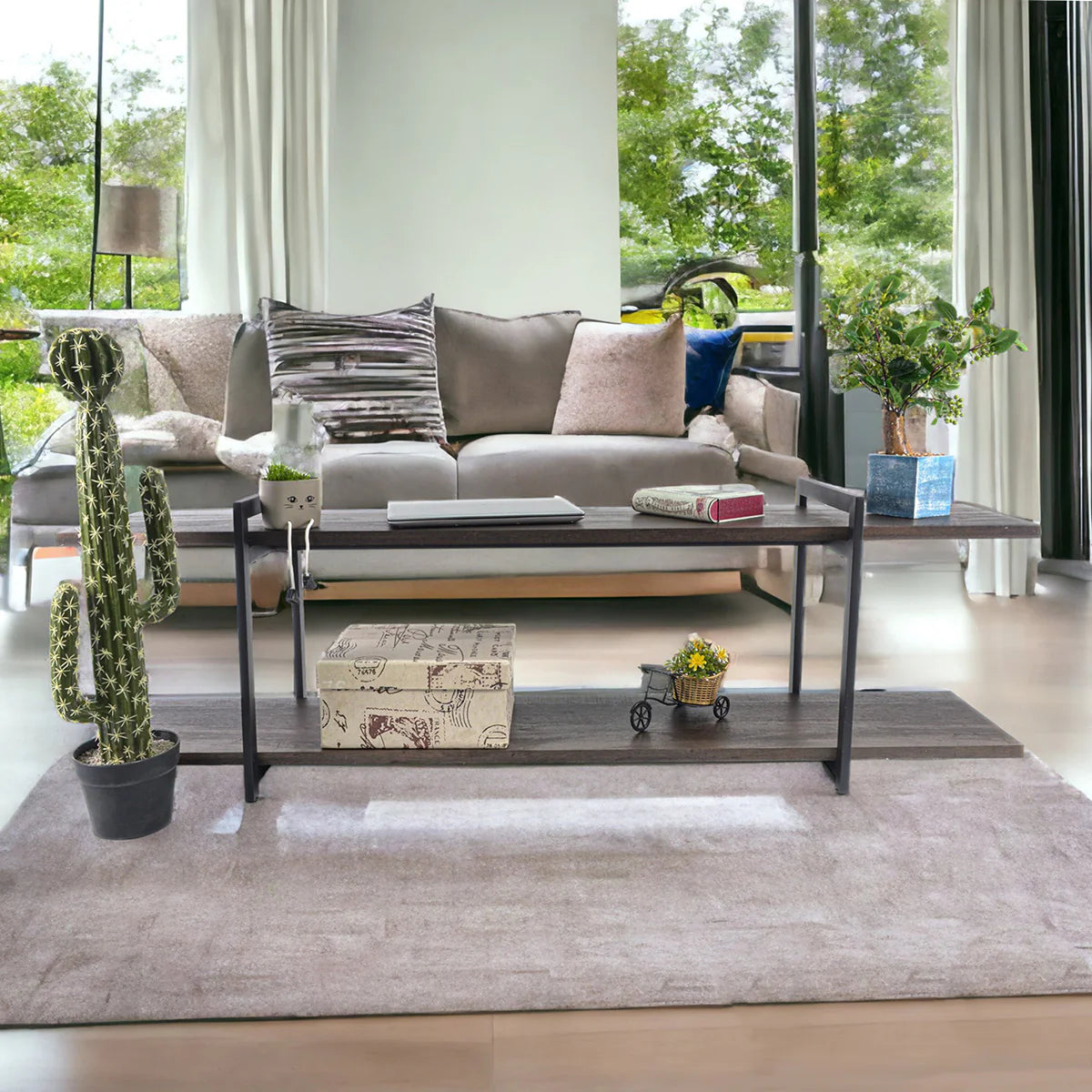 Comoda TV, stil modern, inaltime 50cm, Naimeed TV-6003, Stejar Inchis