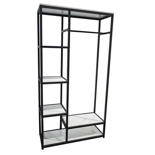 Raft metalic pentru haine, inaltime 194cm, Naimeed Y-2, Negru/Alb