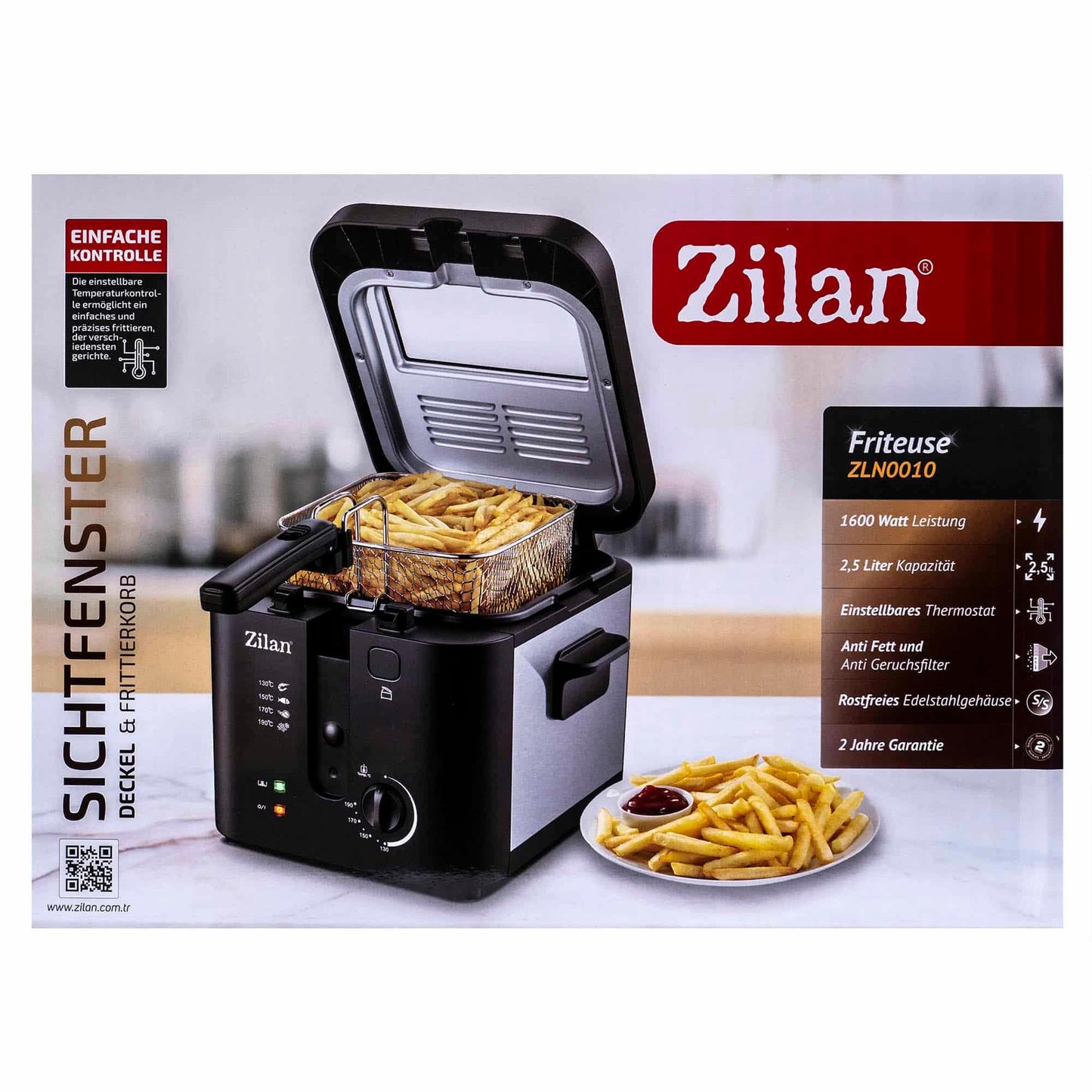 Friteuza, putere 1600W, capacitate ulei 2.5L / ZLN 0010