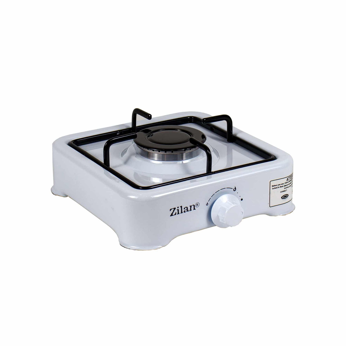 Pachet aragaz 1 ochi, 27x27 cm. (ceas pentru butelie, 2 m furtun pentru gaz, 3 coliere pentru furtun, aprinzator, culoare: alb) cod: ZLN 0018W_A