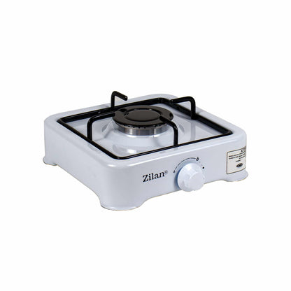 Pachet aragaz 1 ochi, 27x27 cm. (ceas pentru butelie, 2 m furtun pentru gaz, 3 coliere pentru furtun, aprinzator, culoare: alb) cod: ZLN 0018W_A