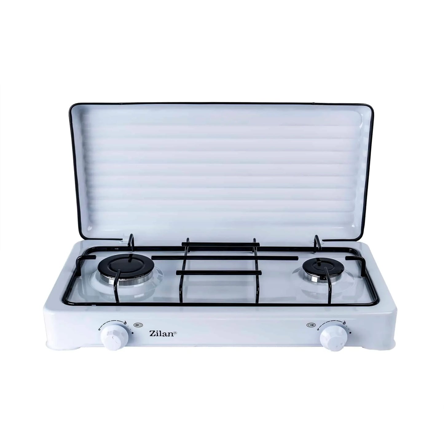 Pachet aragaz 2 ochiuri, 58x29 cm, plus (ceas pentru butelie, 2 m furtun pentru gaz, 3 coliere pentru furtun, aprinzator) ZLN 0025W_A