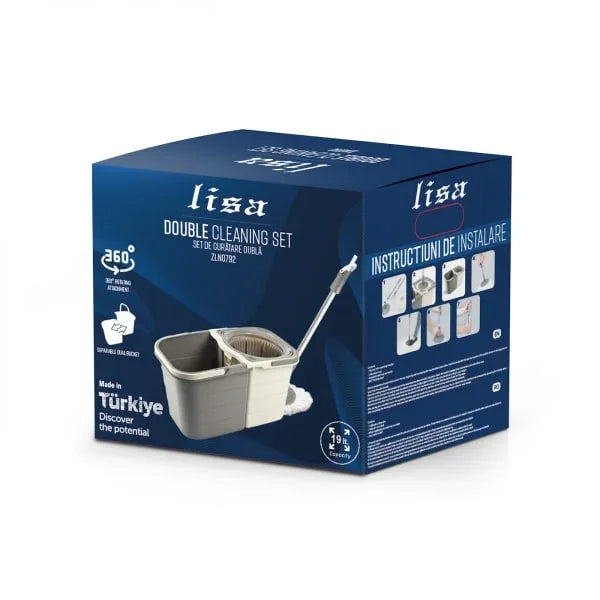 Mop rotativ 360grade, cu doua recipiente  pentru apa, LISA / ZLN 0792