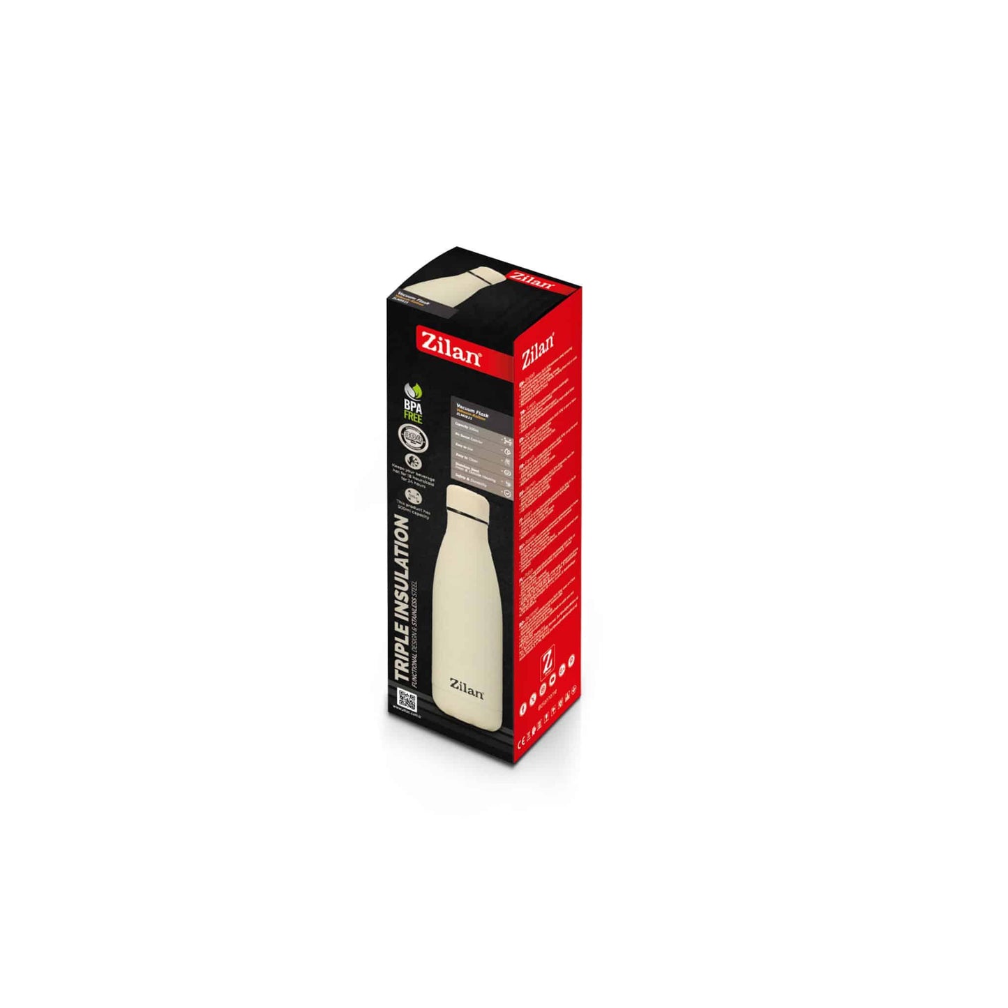 Termos tip sticla, interior inox, capacitate 500ml ZILAN, crem / ZLN 0821